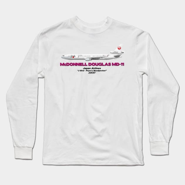 McDonnell Douglas MD-11 - Japan Airlines "J Bird - Pryer's Woodpecker" Long Sleeve T-Shirt by TheArtofFlying